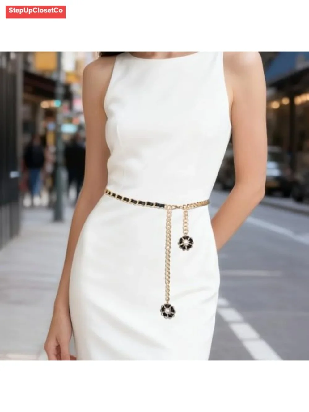 Faux Leather Waist Chain Belt for Women, Adjustable Hip Belt for Jeans Dresses,